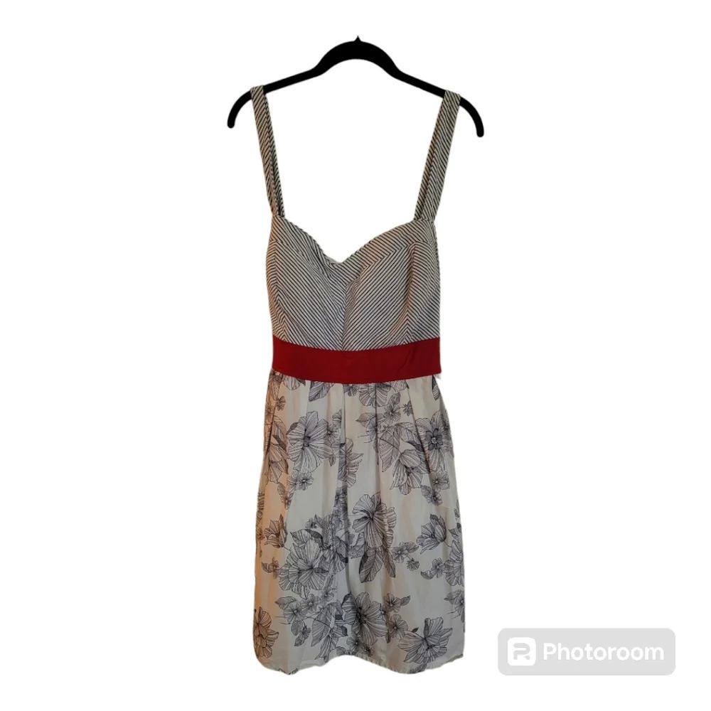 💕City triangles stripes and floral print fit and‎ flare dress